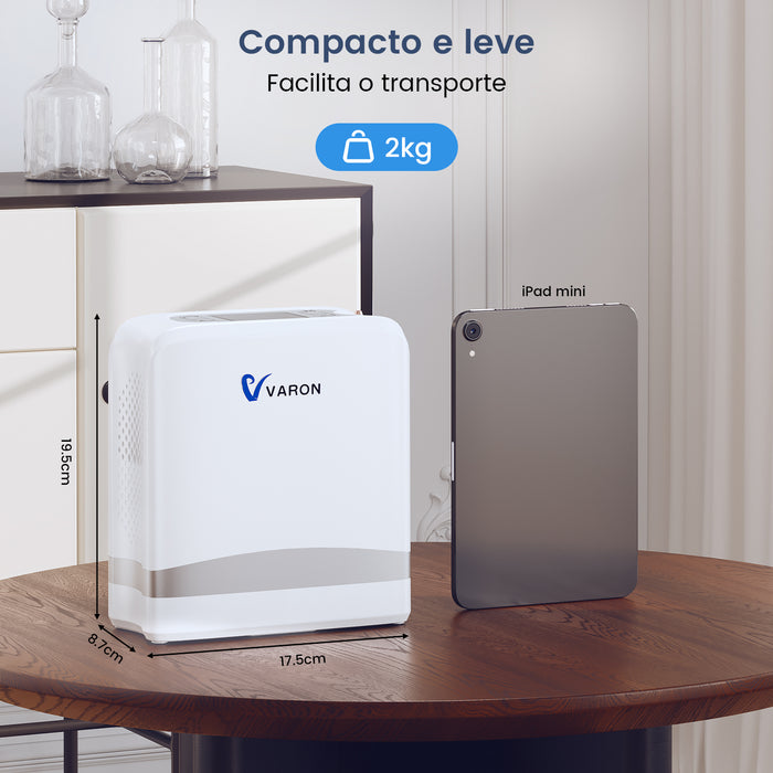 VARON VP-8 Lite | Concentrador de Oxigênio de Fluxo Pulsado Leve, Com 2 kg (configurações de 1 a 7)