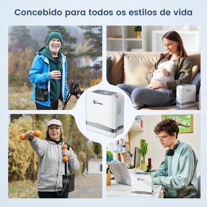VARON VP-8 Lite | Concentrador de Oxigênio de Fluxo Pulsado Leve, Com 2 kg (configurações de 1 a 7)