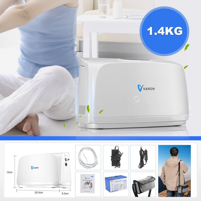 Conjunto Combinado VARON VL-1 3L/min - Concentrador de Oxigênio Portátil com Bateria e Carregador Inclusos