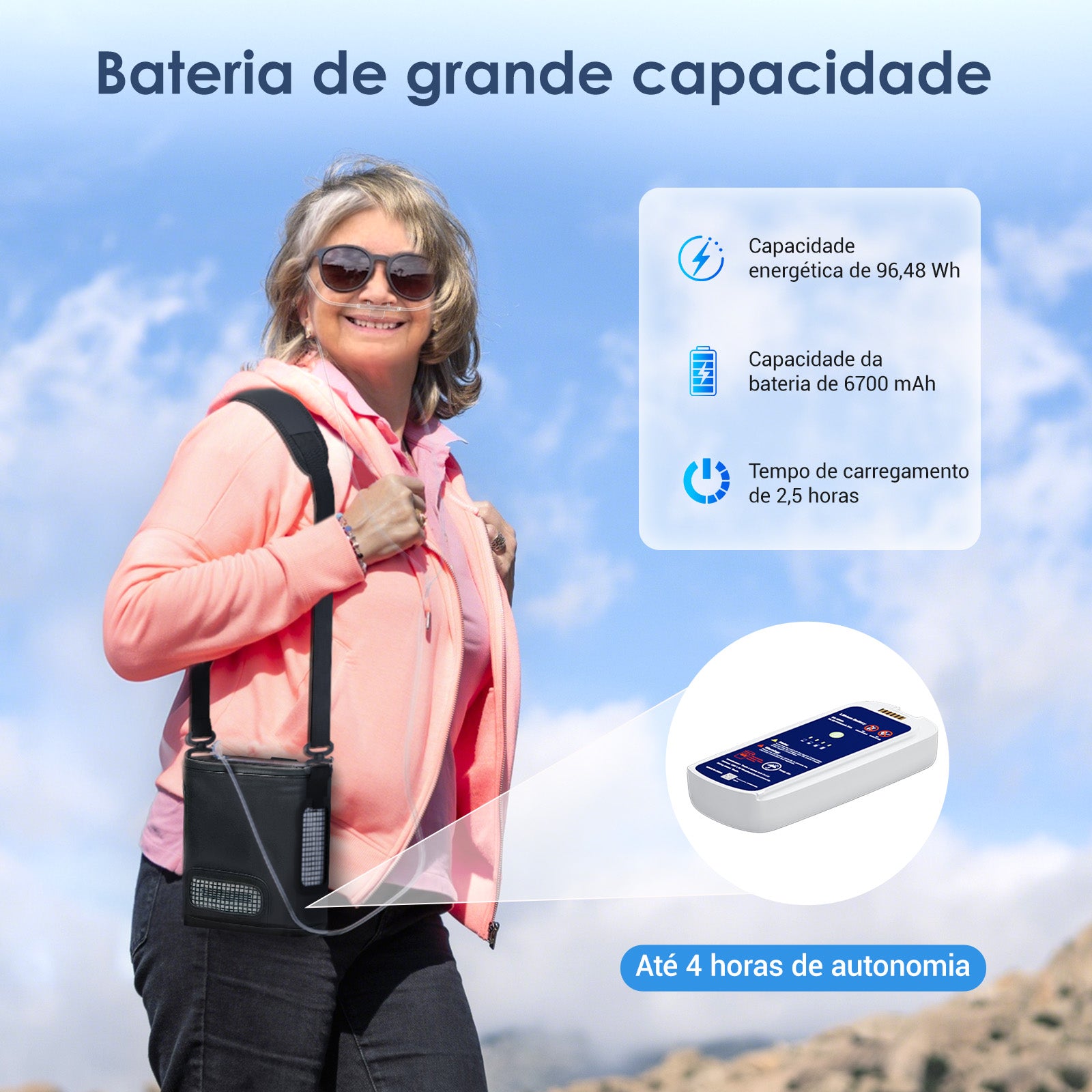 Novo VARON VP-8G | Concentrador de oxigênio portátil Pulse Flow com 1-8 configurações