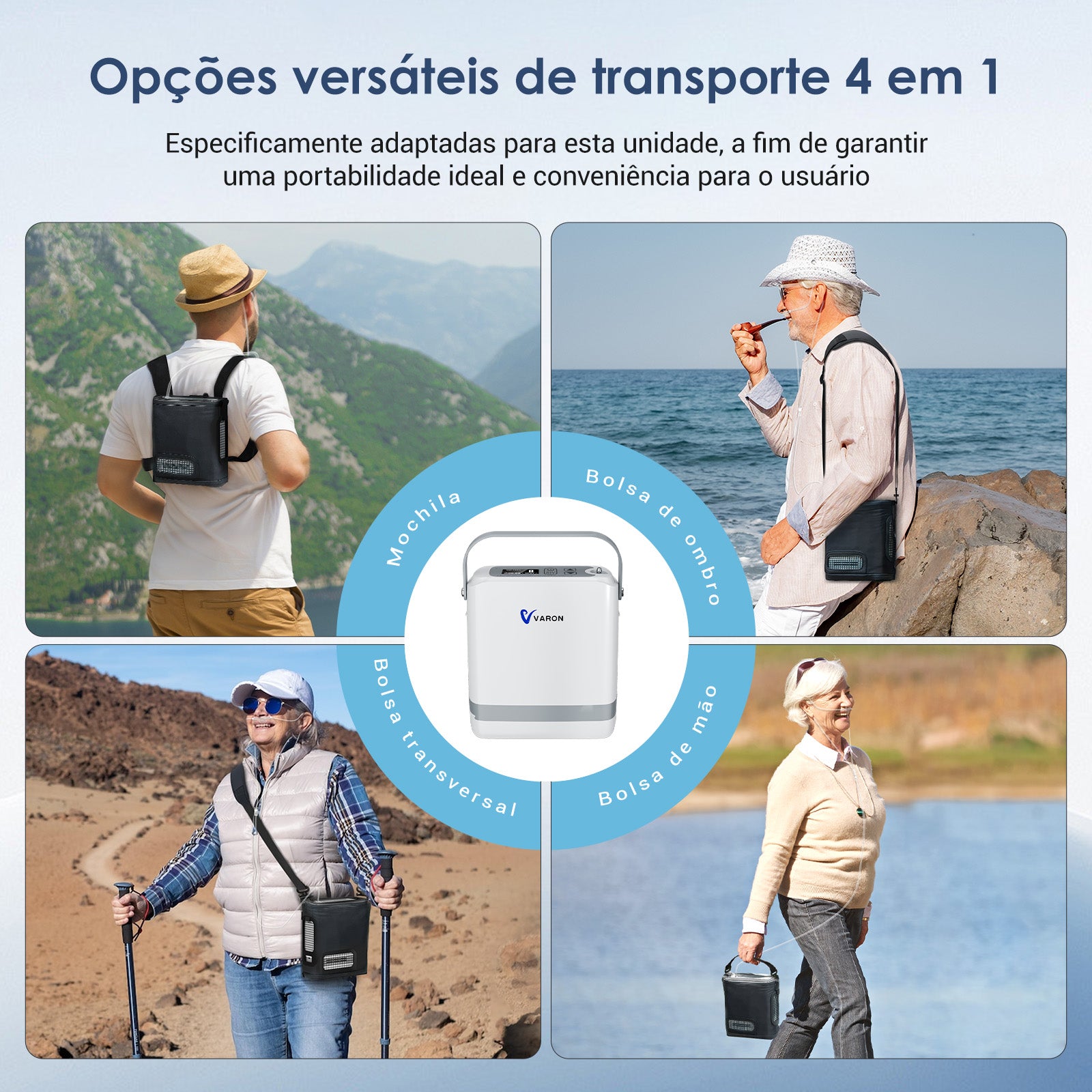 Novo VARON VP-8G | Concentrador de oxigênio portátil Pulse Flow com 1-8 configurações