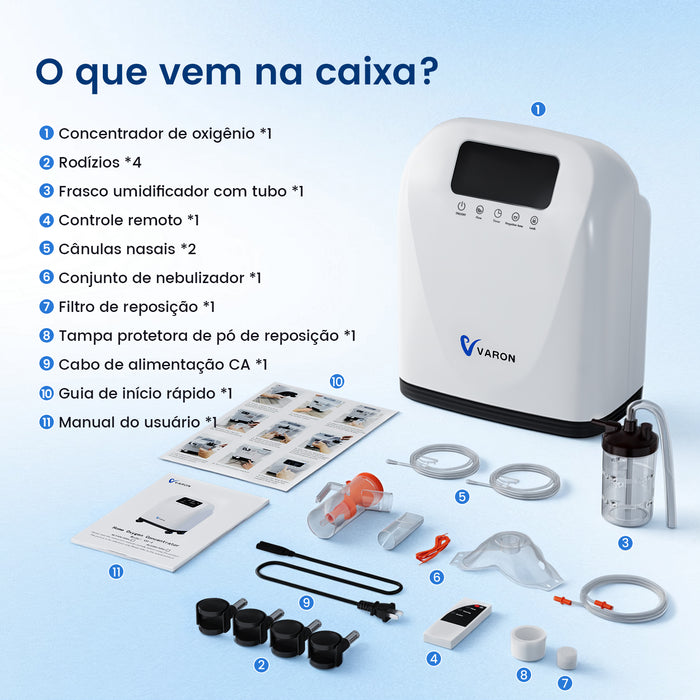 VARON VH-4 | Concentrador de oxigênio doméstico de fluxo contínuo (1 a 9 níveis)