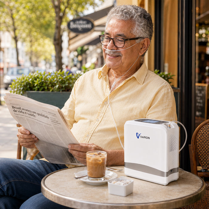 VARON VP-8 Lite | Concentrador de Oxigênio de Fluxo Pulsado Leve, Com 2 kg (configurações de 1 a 7)