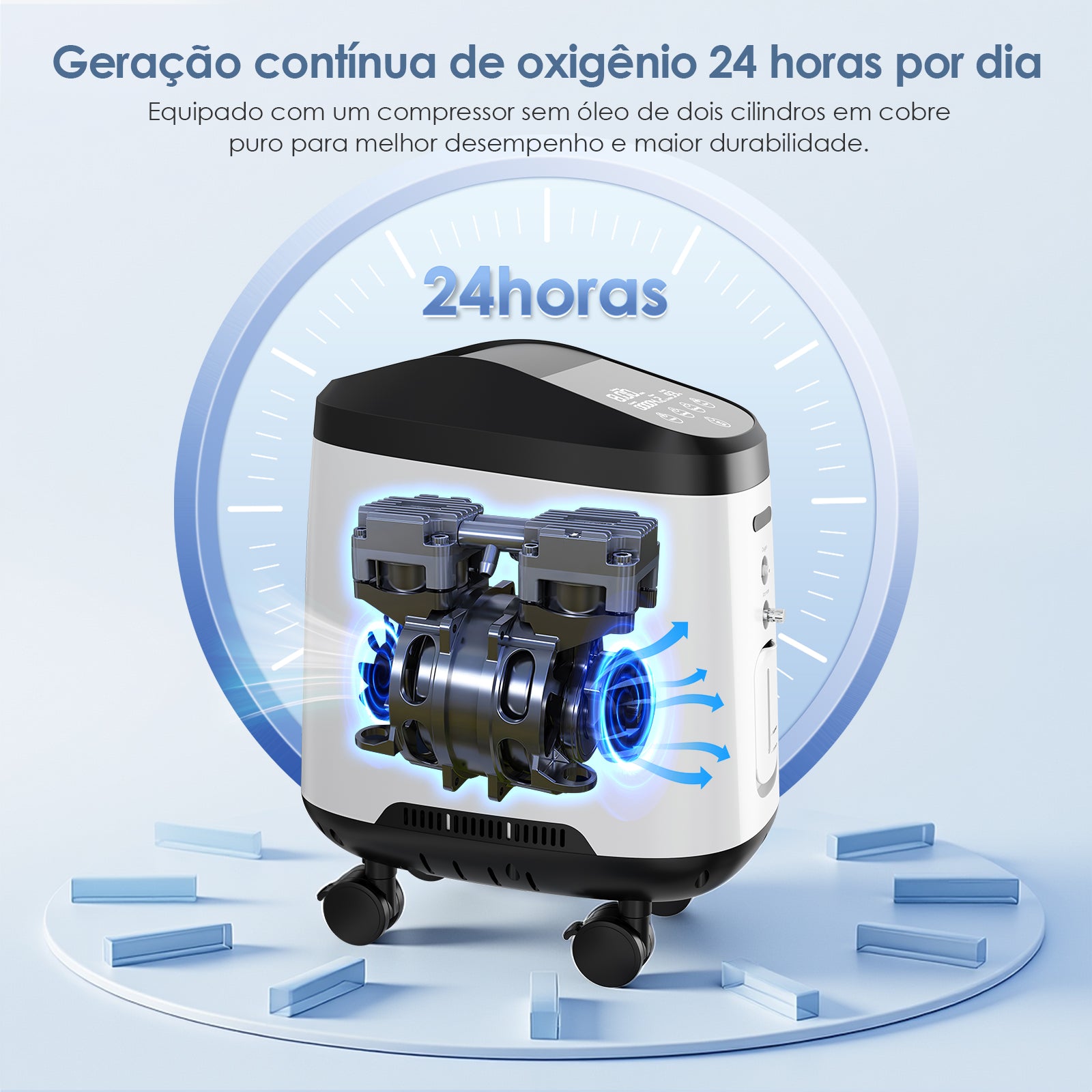 VARON VH-2 Pro Wheel Edition | Concentrador de oxigênio doméstico de fluxo contínuo (1 a 9 níveis)