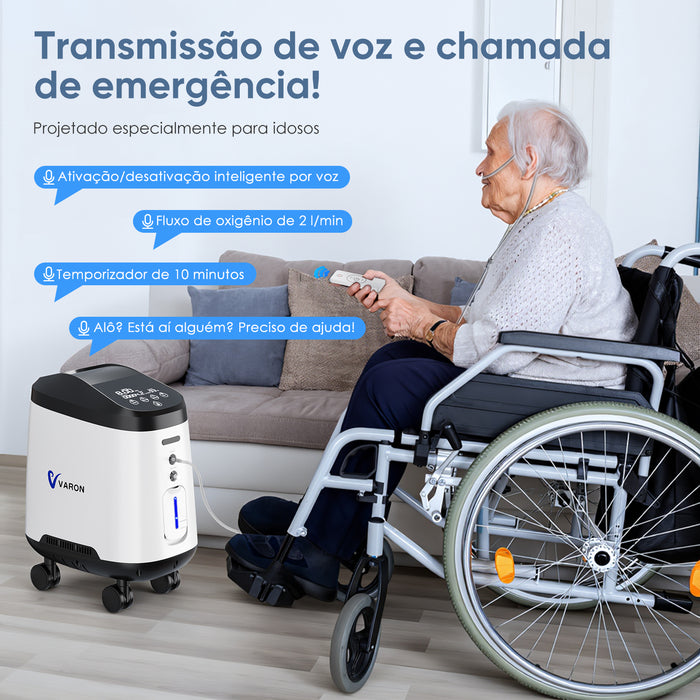 VARON VH-2 Pro Wheel Edition | Concentrador de oxigênio doméstico de fluxo contínuo (1 a 9 níveis)