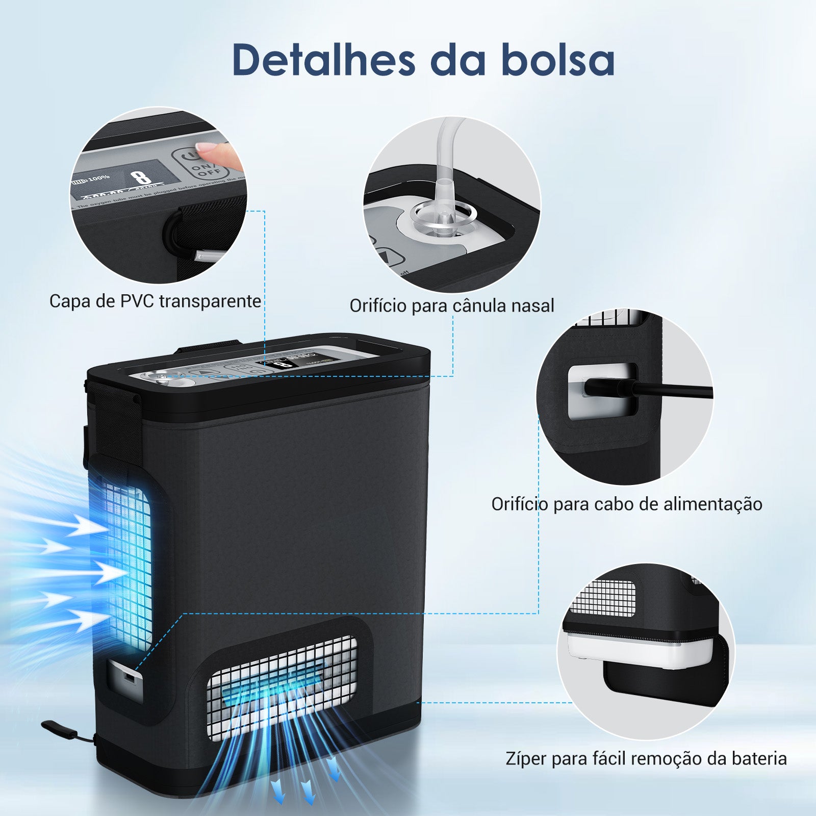 Novo VARON VP-8G | Concentrador de oxigênio portátil Pulse Flow com 1-8 configurações
