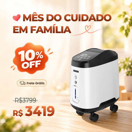 VARON VH-2 Pro Wheel Edition | Concentrador de oxigênio doméstico de fluxo contínuo (1 a 9 níveis)