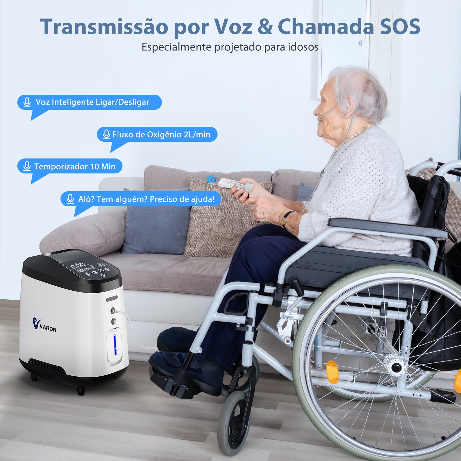 VARON VH-2 Concentrador de Oxigênio Operação 24 horas Doméstico 1-7L/min