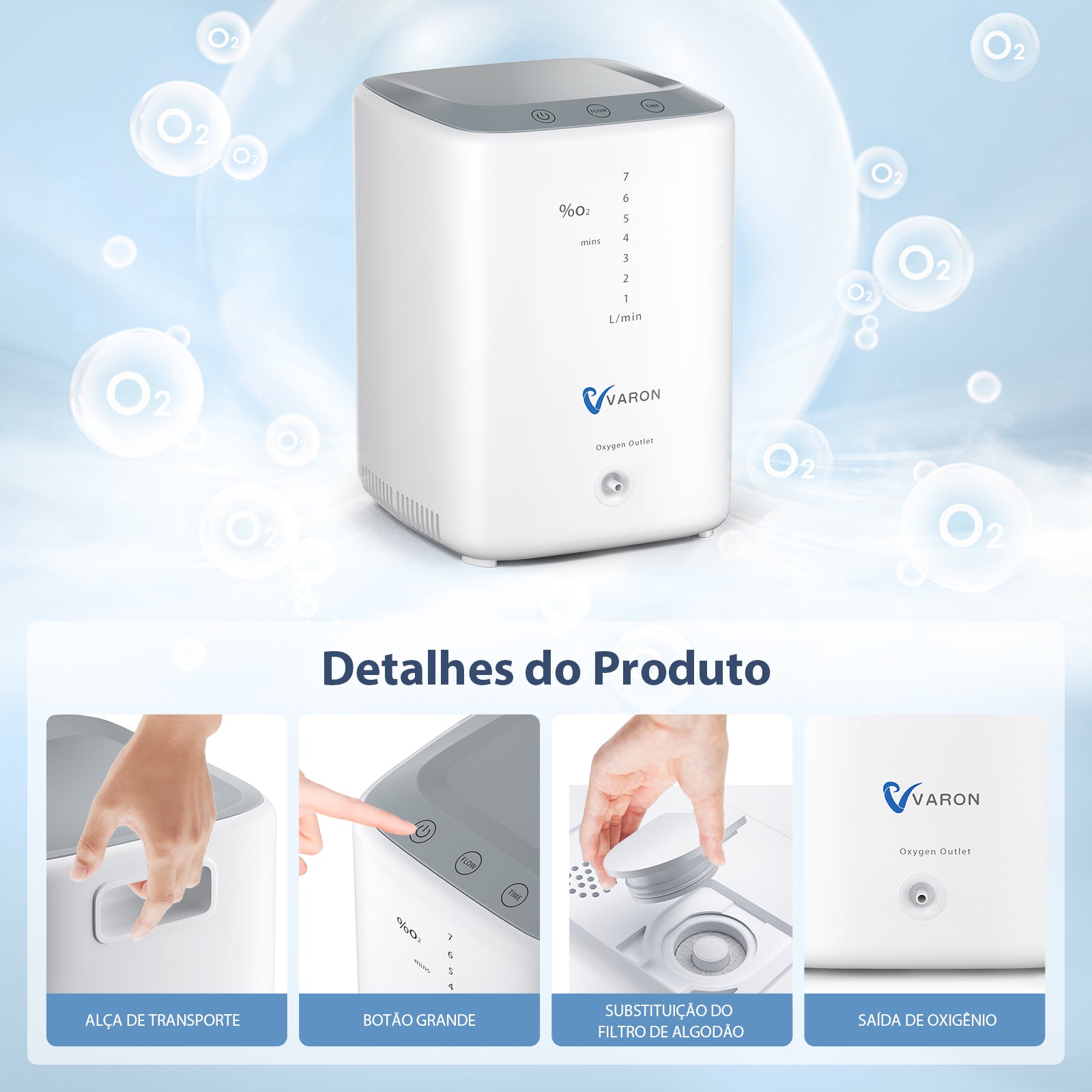 Máquina de oxigênio doméstica VARON VH-3, introdução à operação do produto