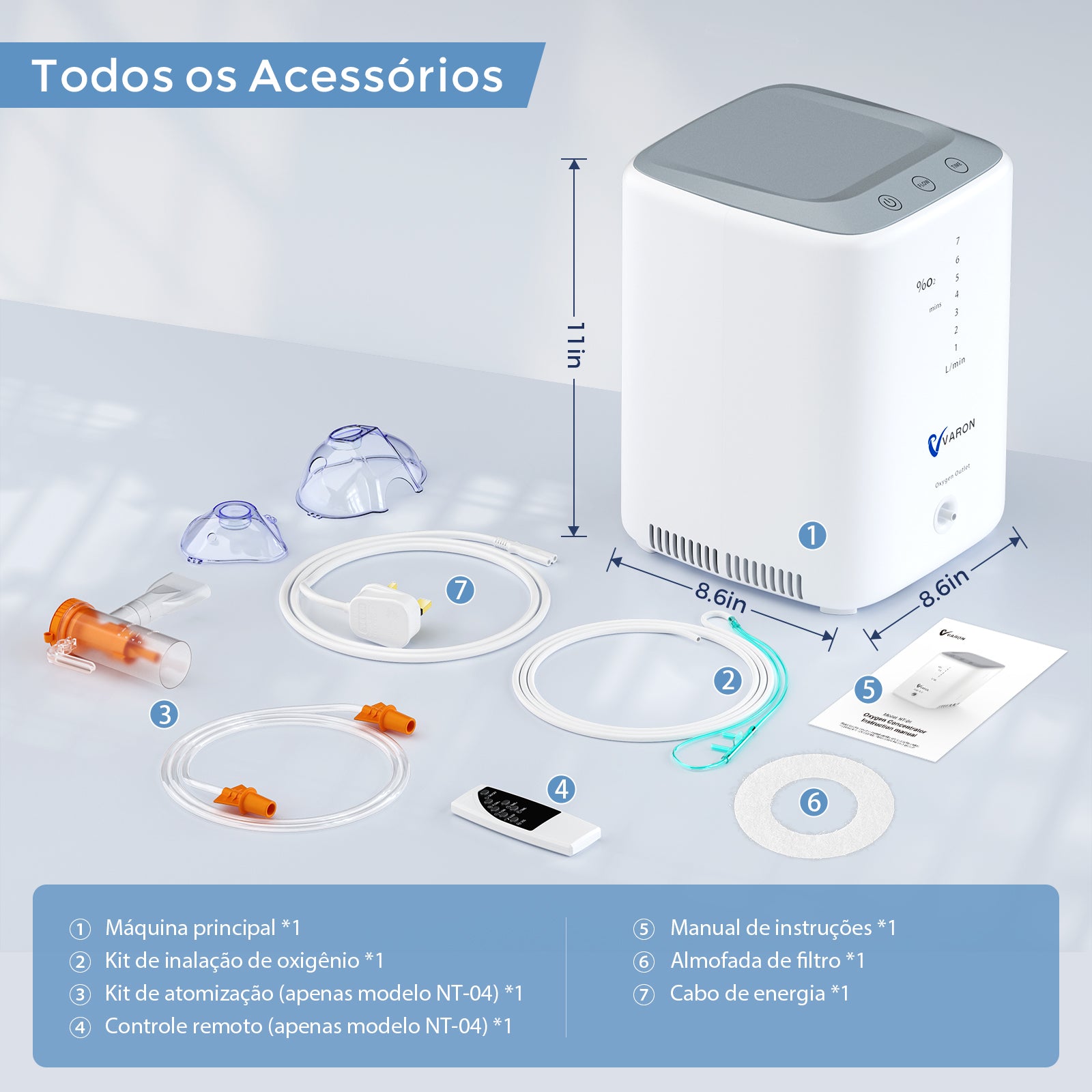 Acessórios para o concentrador de oxigênio doméstico VARON VH-3