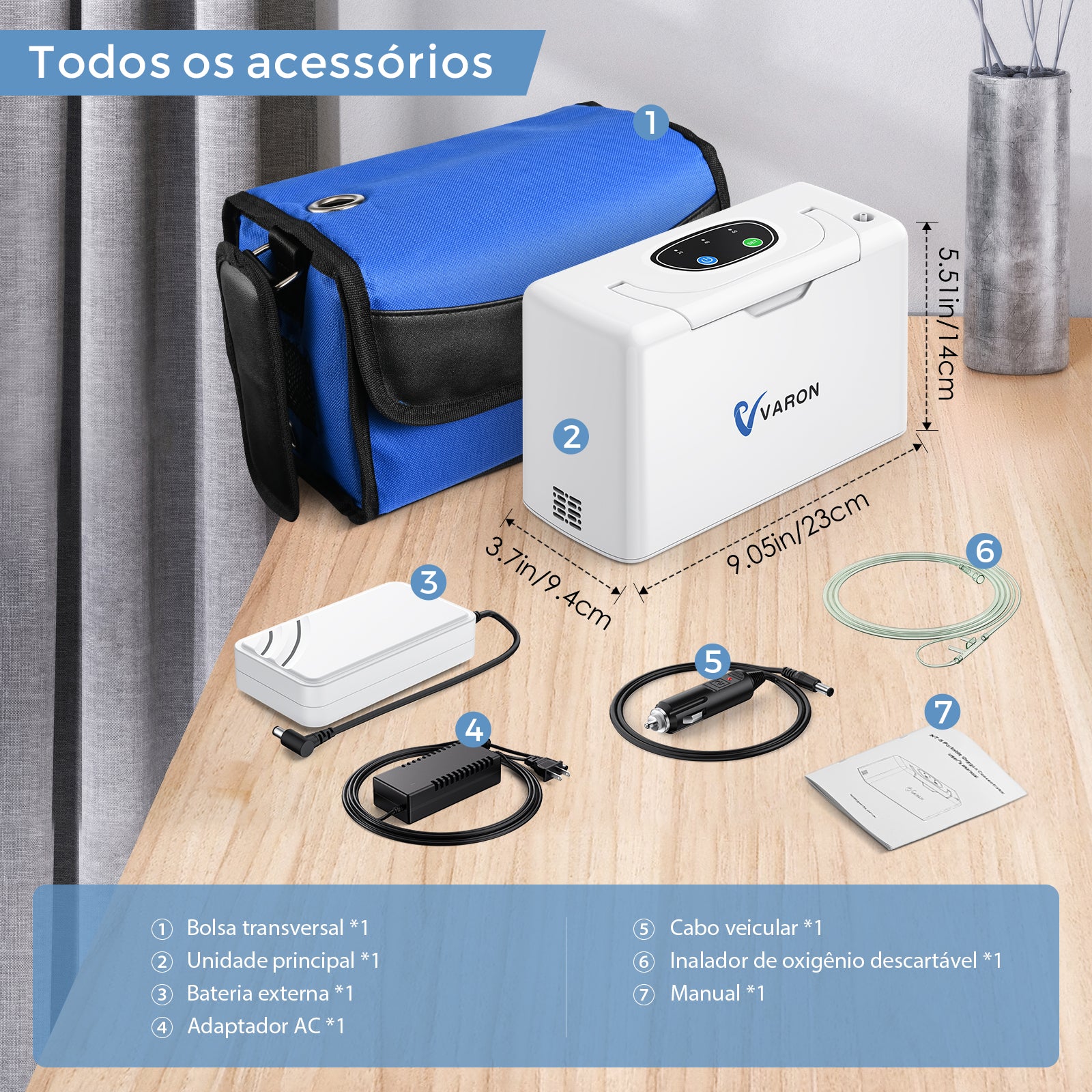 VARON VL-2  Acessórios para concentrador de oxigênio leve