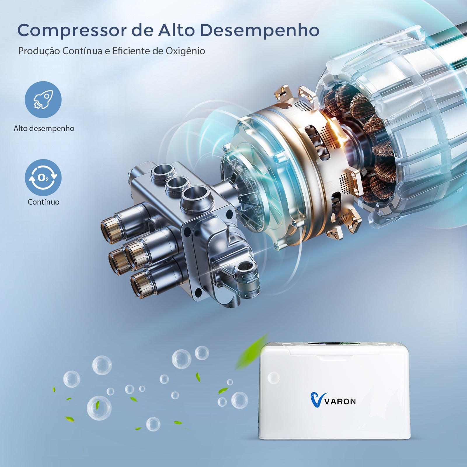 Máquina de oxigênio leve VARON 1-3L VL-2, concentração de oxigênio de até 35%
