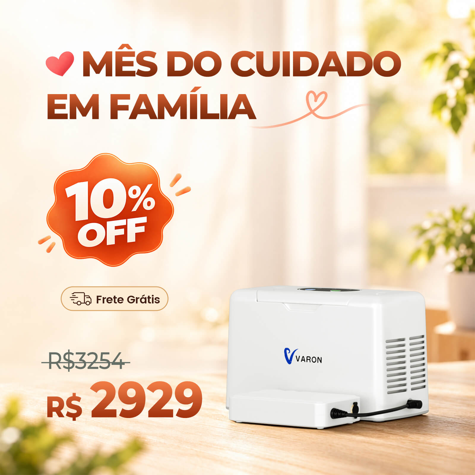 VARON VL-2 - Concentrador de Oxigênio Portátil 3L/min Apenas 1,5kg