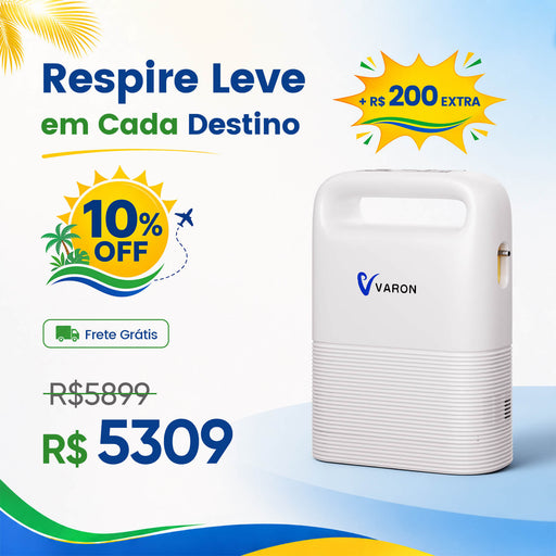 VARON VP-2 - Concentrador de Oxigênio Portátil 5L com Função de Fluxo de Pulso