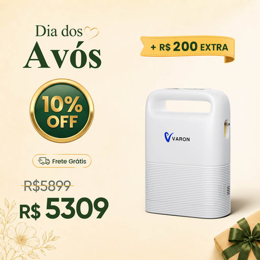 VARON VP-2 - Concentrador de Oxigênio Portátil 5L com Função de Fluxo de Pulso