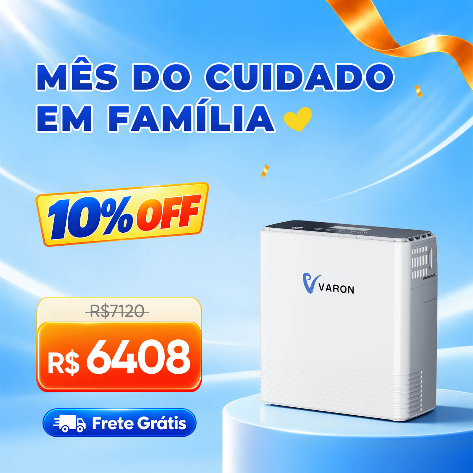 VARON VP-6 - Concentrador de Oxigênio Portátil com Fluxo Contínuo 1-6L