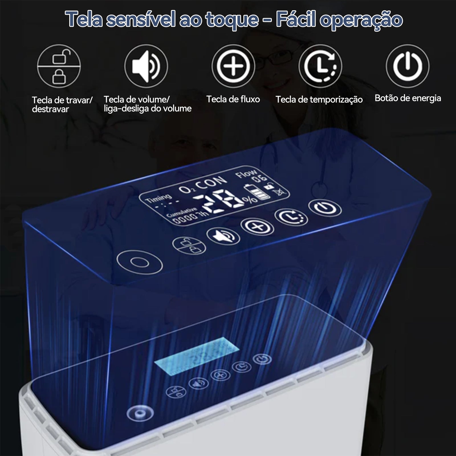 VARON 1-6L VP-6 máquina de oxigênio portátil, tela sensível ao toque - fácil de operar